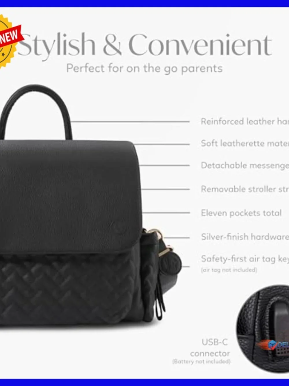 Large Travel Diaper Backpack Set with USB-C Port and 11 Pockets